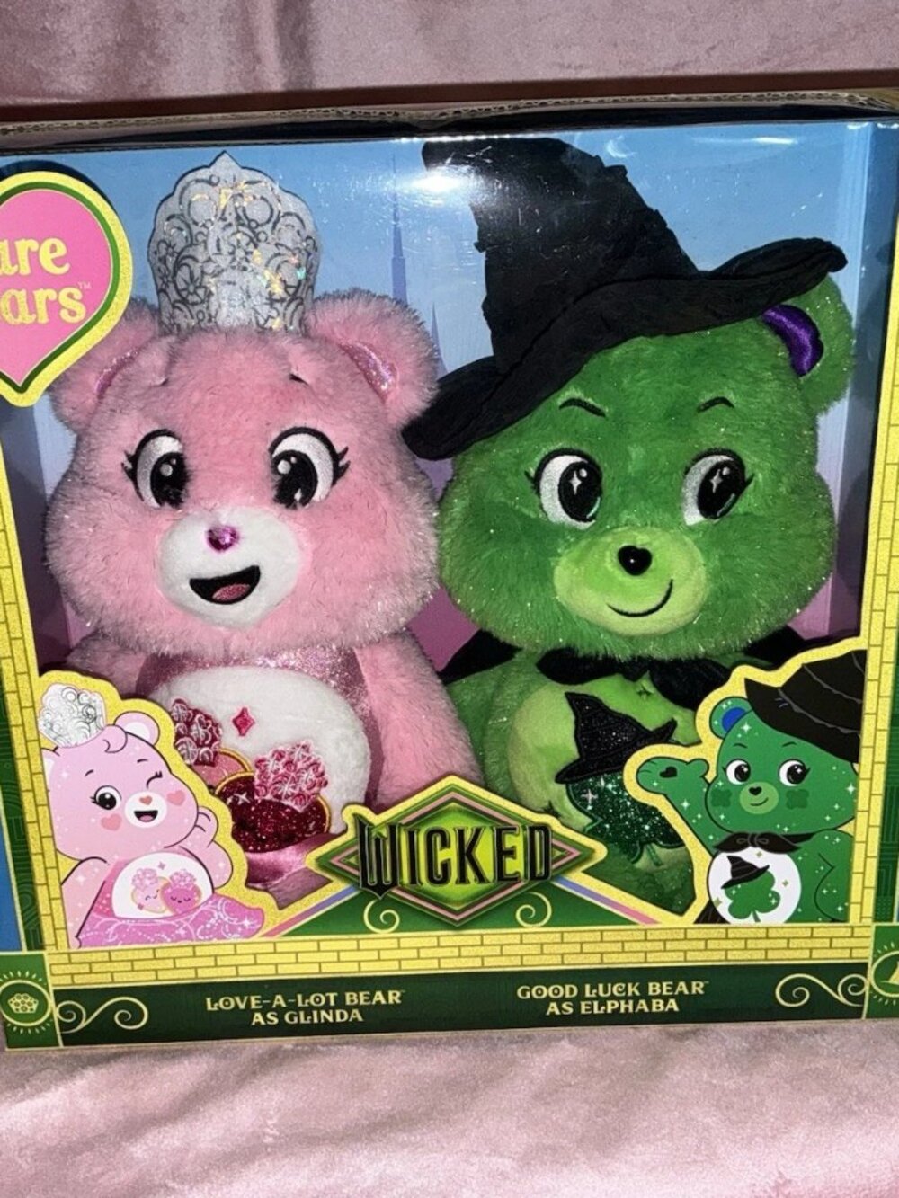 Care Bears × Wicked 2pk Love-a-Lot Bear as Glinda & Good Luck Bear as Elphaba 🆕